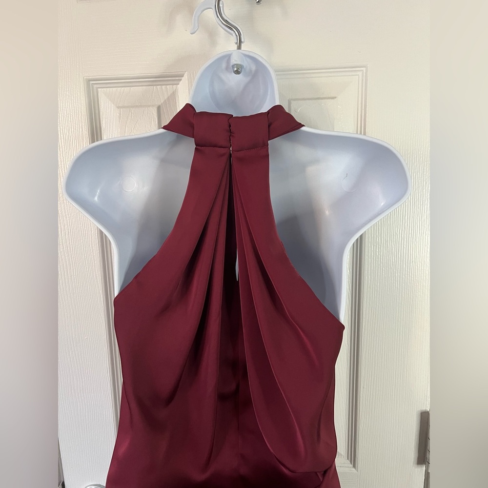 Ramy Brook Burgundy Backless Knot-Front Halter Dress - Picture 7 of 11